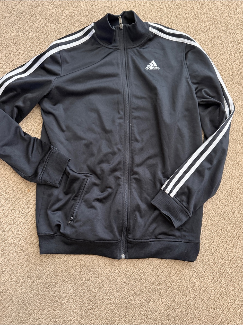 adidas Black Utility Track Jacket with White Stripes womens  sz XL